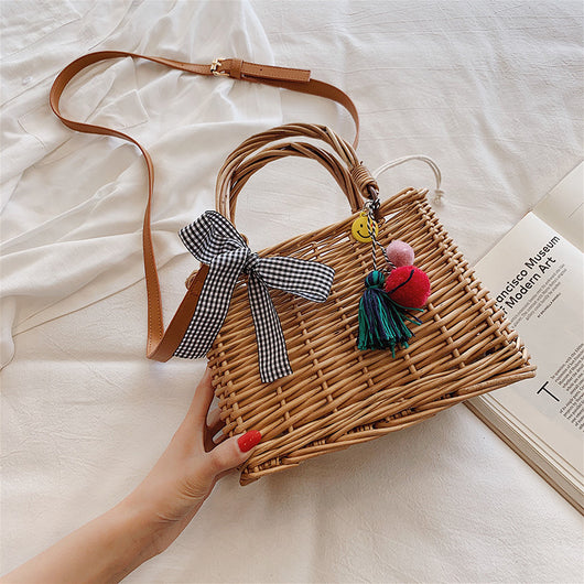 Bolso Bandolera de Mimbre Tejido - Elegancia Artesanal en un Solo Hombro - Image 15