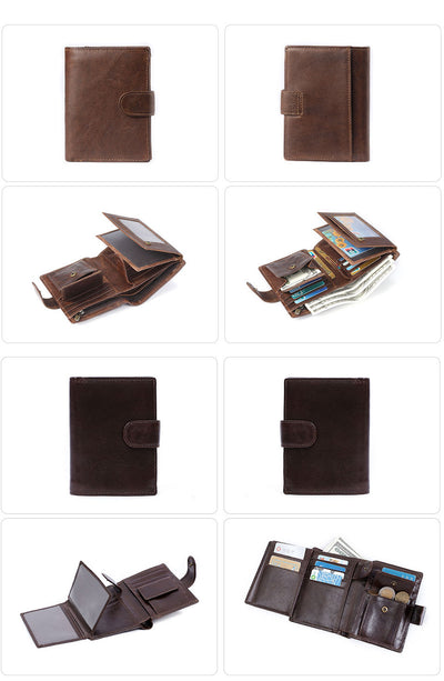 Billetera de Cuero para Hombre Estilo Retro Crazy Horse - Compacta y Clásica - Image 18