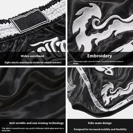 Pantalones Cortos Profesionales de Boxeo Tailandés y Sanda para Hombre y Mujer - Image 4