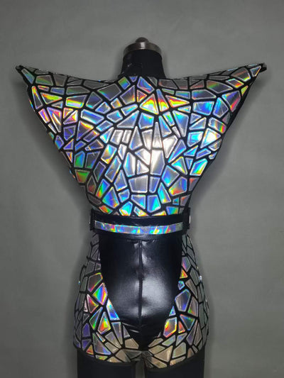 Traje Estereoscópico Reflectante de Hombros Elevados en Plata - Image 4