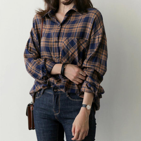 Camisa Cuadriculada Holgada para Primavera