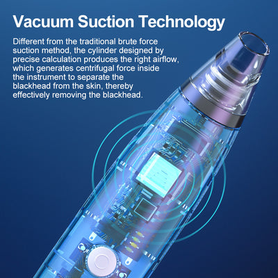 White blackhead vacuum remover with rose gold accents, clear suction head, and control buttons for strong, normal, and soothe modes. - Image 3