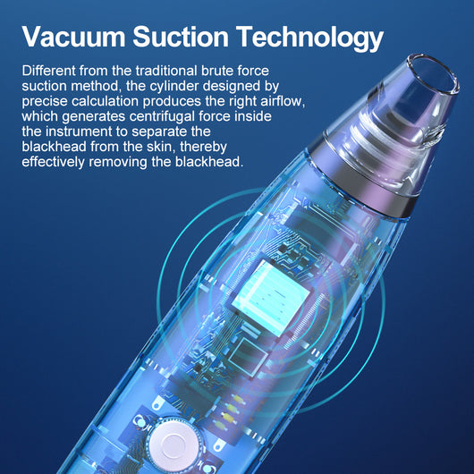 White blackhead vacuum remover with rose gold accents, clear suction head, and control buttons for strong, normal, and soothe modes. - Image 3