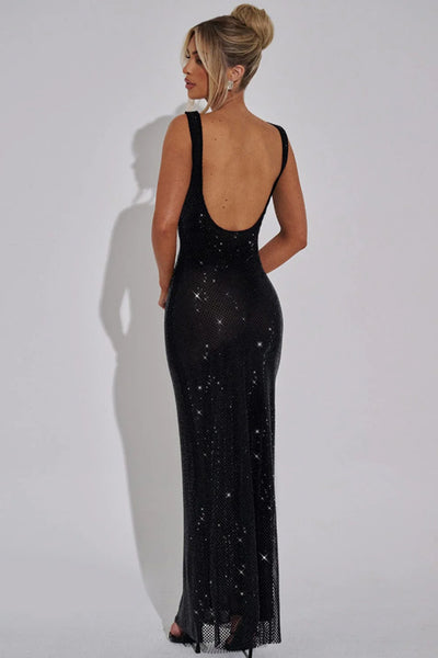 Vestido de Lentejuelas con Tirantes Dobles y Red Decorativa - Image 9
