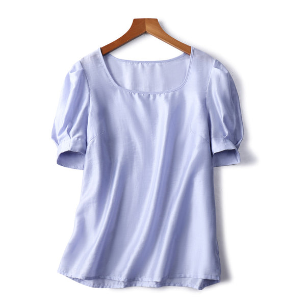 Blusa Elegante Cuello Cuadrado Manga Corta para Mujer