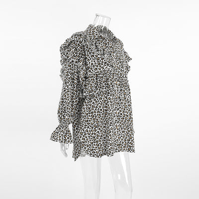 Blusa Leopardo con Volantes Manga Larga para Mujer - Image 19