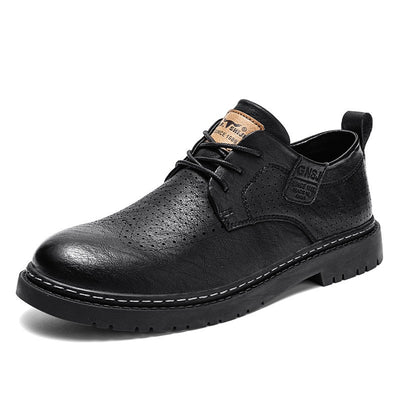 Zapatos Casuales de Cuero Estilo Británico con Suela Blanda para Hombre - Image 4