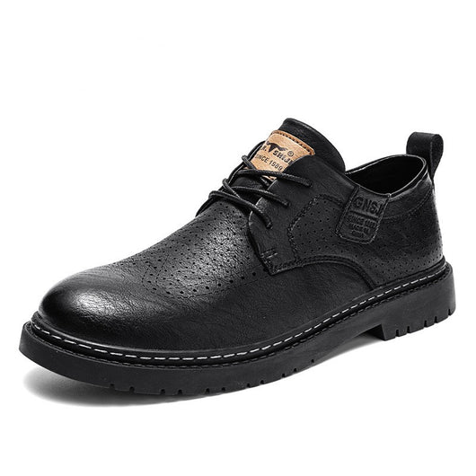Zapatos Casuales de Cuero Estilo Británico con Suela Blanda para Hombre - Image 4