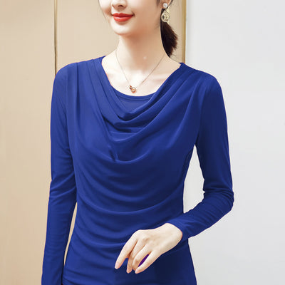 Blusa Plisada de Color Sólido para Mujer - Image 8