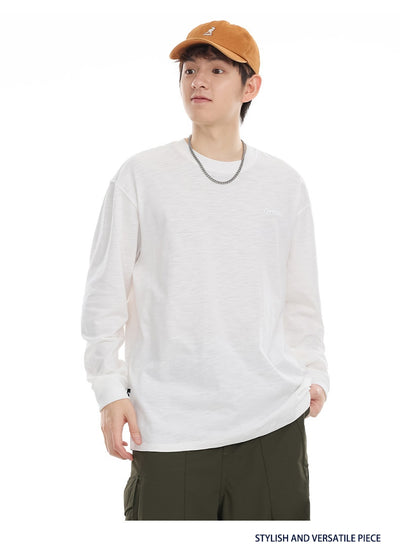 Camiseta de Algodón Pima con Bordado Minimalista - Manga Larga Cuello Redondo - Image 33
