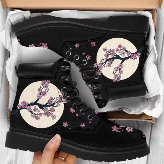Botas Cortas Estilo Británico con Cordones y Suela Gruesa Acolchonada