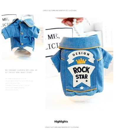 Abrigo de Mezclilla Bordado para Perro Pequeño - Ropa Teddy Elegante - Image 8