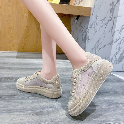 Tenis Casuales Respirable con Detalles de Cristales y Cordones - Image 2