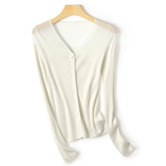 Blusa Escote Profundo Abotonada Manga Larga - Image 4