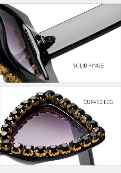 Pink butterfly frame sunglasses with purple gradient lenses and sparkling purple rhinestone embellishments. - Image 16