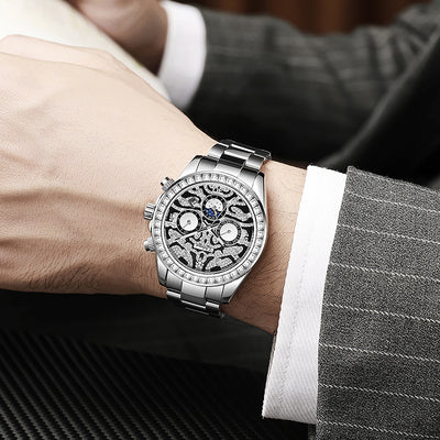Reloj Mecánico Automático Hombre con Calendario Sol Luna Estrella Resistente al Agua - Image 6