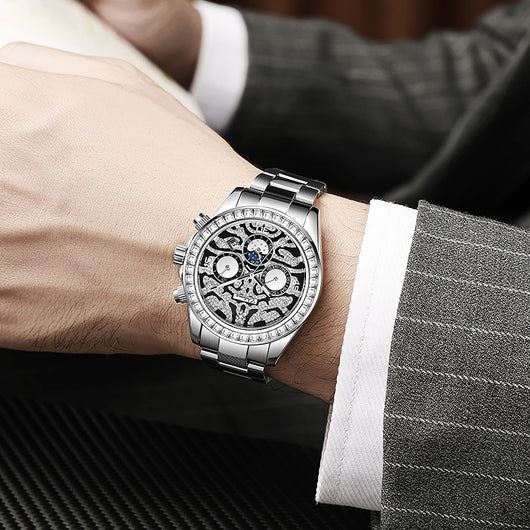 Reloj Mecánico Automático Hombre con Calendario Sol Luna Estrella Resistente al Agua - Image 6