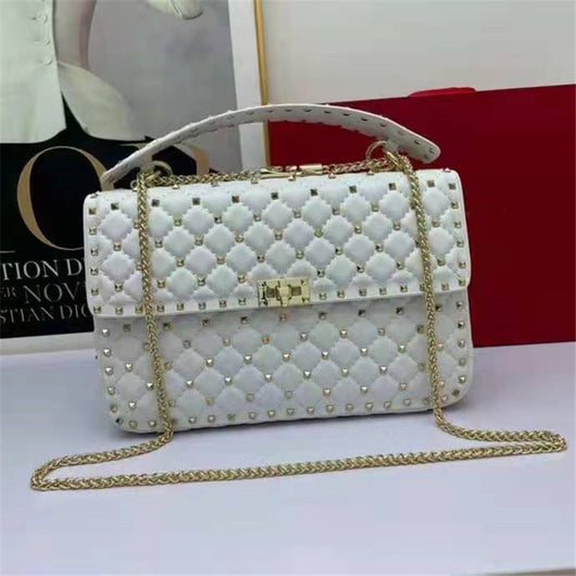Bolso Cuadrado de Piel de Oveja con Tachuelas de Diamante - Image 11