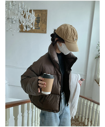 Chaqueta Acolchada Corta con Cuello Alto Estilo Americano para Mujer - Image 29