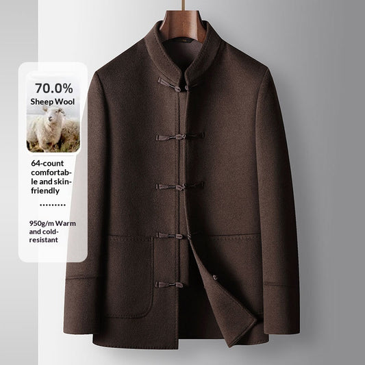 Abrigo de Lana para Hombre con Cuello Mao - Chaqueta Cálida de Estilo Asiático
