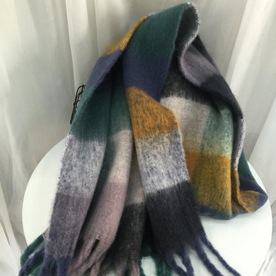 Bufanda de Cashmere a Cuadros con Rayas Coloridas para Otoño - Image 7