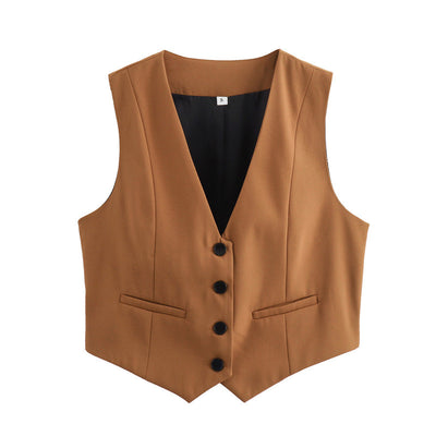 Chaleco Multicolor Suelto con Botones Decorativos Versátil para Mujer - Image 15