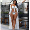Women's Mesh See Through Hot Drilling Largo Sleeve Swimsuit Cape - Ref 6