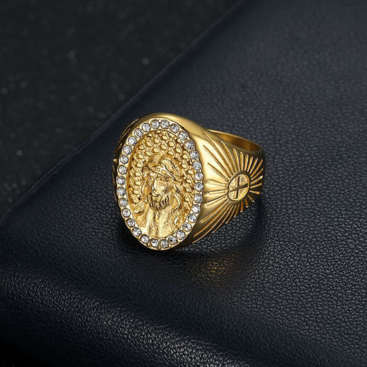 Anillo de Acero Titanio Chapado en Oro para Hombre - Estilo Hip-Hop - Image 2