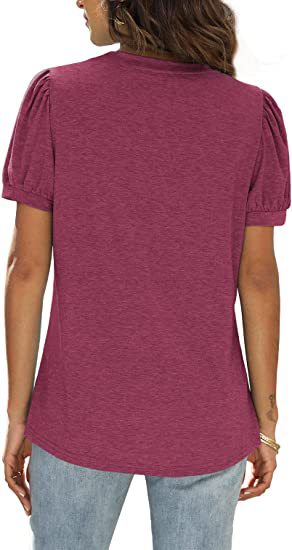 Blusa Casual Mujer Cuello V Manga Abullonada Suelta - Estilo Europeo Americano - Image 16