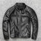 Chaqueta de Cuero Slim Fit con Cuello Mao para Hombre