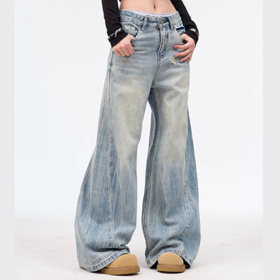 Pantalones Jeans Baggy Rotos Estilo Retro Lavado Vintage