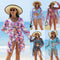 Traje de Baño Bikini Tres Piezas con Malla Estampado Multicolor