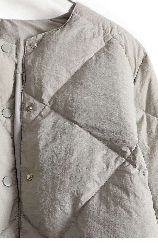 Chaqueta Corta de Algodón con Diseño Lattice Gris para Mujer - Image 8