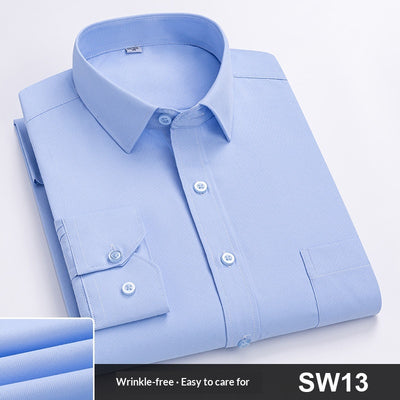 Camisa de Trabajo Manga Larga a Rayas Azules para Hombre - Image 12