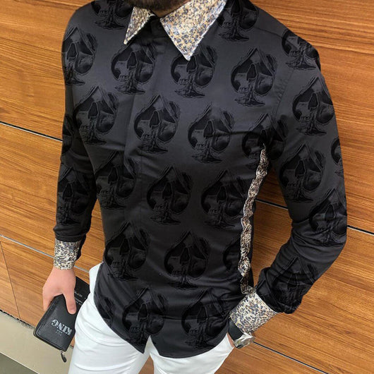 Camisa Estampada Manga Larga Slim Fit para Hombre - Image 10