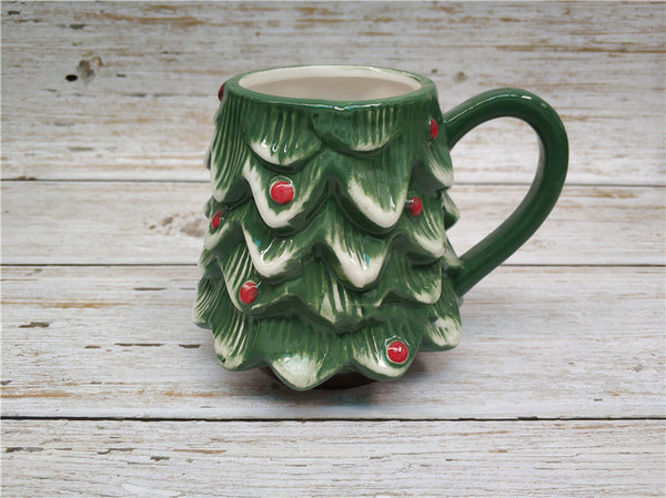 Taza de Cerámica Navideña Pintada a Mano con Papá Noel