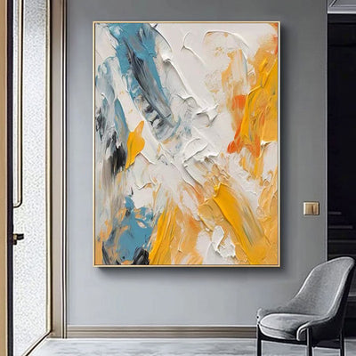 Cuadro Abstracto al Óleo Pintado a Mano sin Marco para Sala Moderna - Image 4