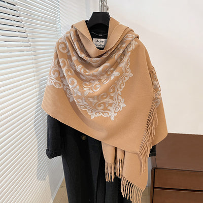 Bufanda Bordada Texturizada Imitación Cachemira - Versátil para Invierno, Primavera y Otoño - Image 14