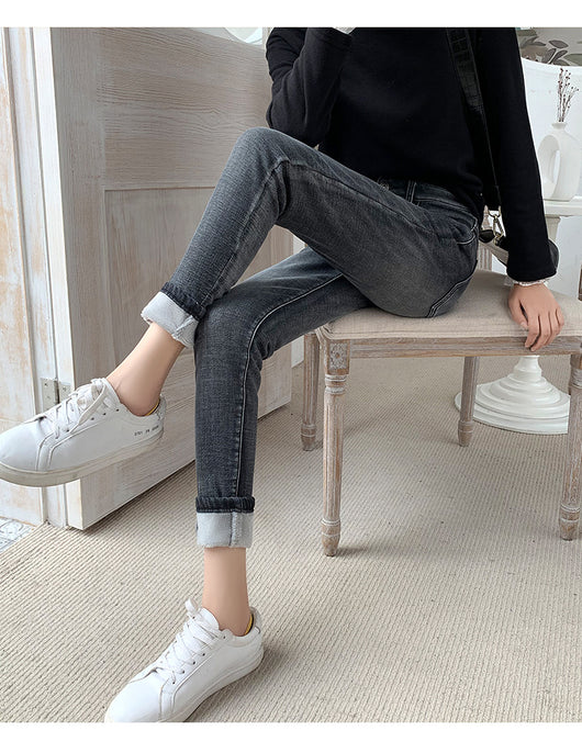 Pantalones Skinny Retro Azul con Pies de Polar - Image 19