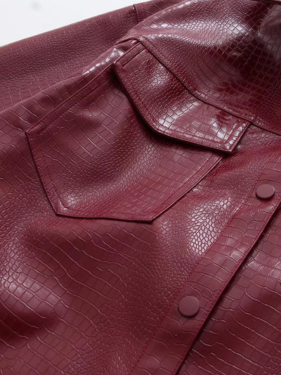 Chaqueta de Cuero con Bolsillos Dobles y Cuello Ajustable - Image 5
