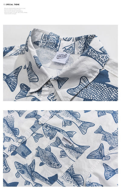 Camisa Estampada Manga Corta Suelta para Hombre Verano - Image 9