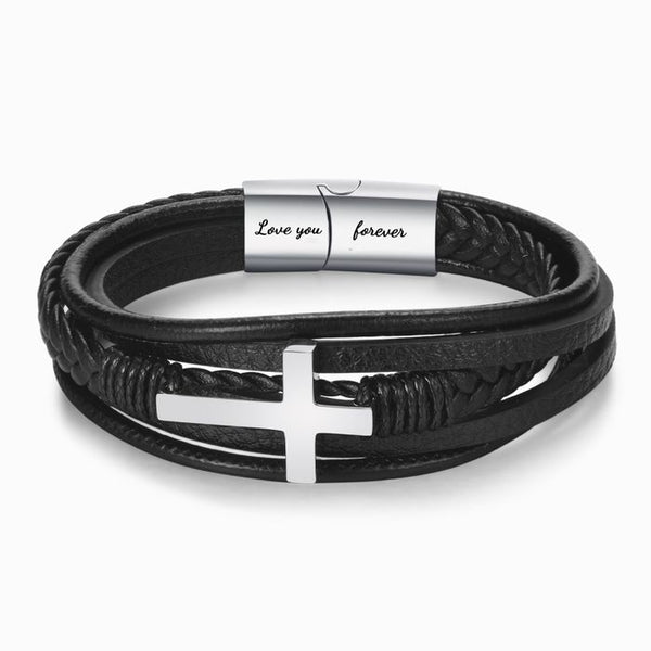 Pulsera de Acero Inoxidable con Cruz para Hombre - Image 3