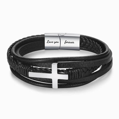 Pulsera de Acero Inoxidable con Cruz para Hombre - Image 3
