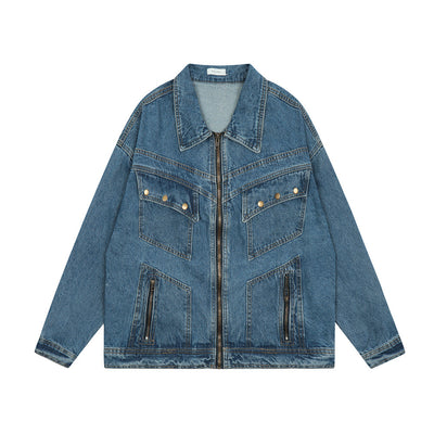 Chaqueta Denim Vintage Punk Lavado Desgastado Unisex - Image 11