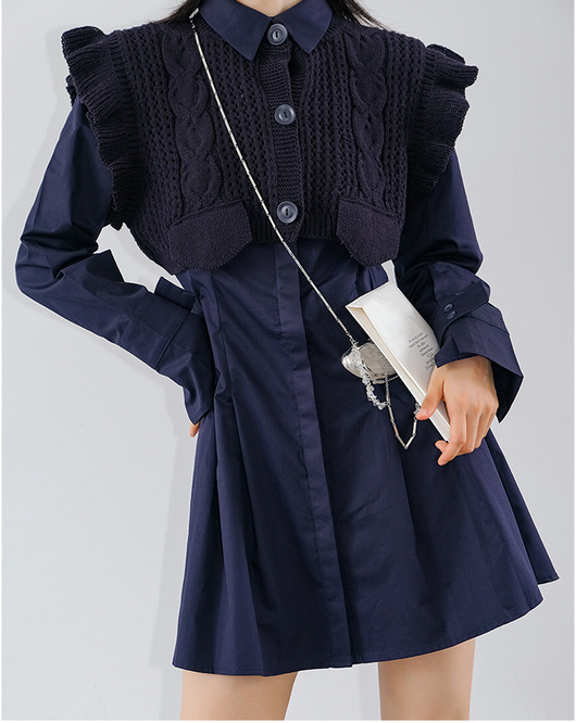Vestido Elegante con Chaleco Tejido y Mangas Largas - Image 5