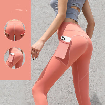 Pantalones Deportivos Cintura Alta con Efecto Realce en Cadera Melocotón - Image 14