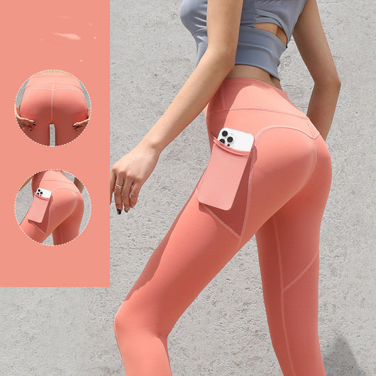 Pantalones Deportivos Cintura Alta con Efecto Realce en Cadera Melocotón - Image 14