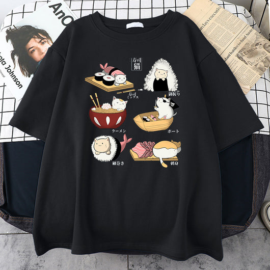 Playera Gato Sushi Estilo Cartoon para Hombre - Image 18