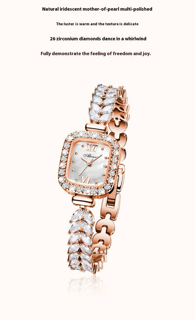 Reloj de Cuarzo Dorado con Cristales y Esfera Cuadrada Pequeña - Image 22