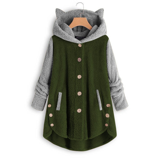 Sudadera con Capucha y Orejas de Gato - Abotonada y Peluche - Image 6